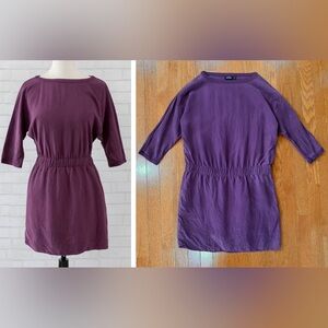 Kate Spade Saturday 100% Silk Dress Womens XS Purple Elastic Waist Dolman Mini